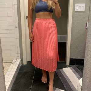 Pink Pleaded Midi Skirt